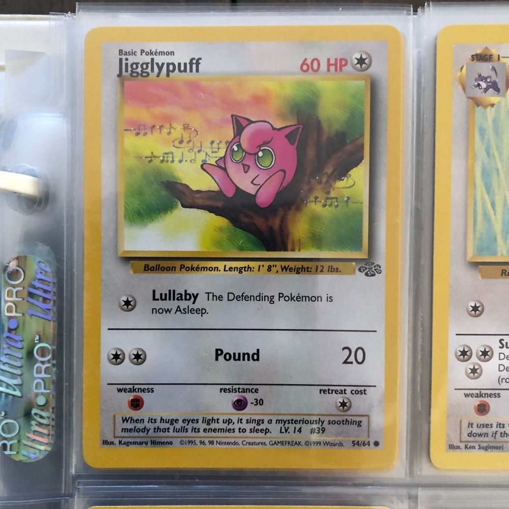 1990’s rare vintage Jigglypuff Pokémon card 54/64